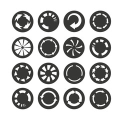 loading icon, progress indicator set in circle buttons