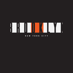 Brooklyn New York City Typography. T-shirt print, poster, banner, postcard, flyer. Grunge style. Elements for design.