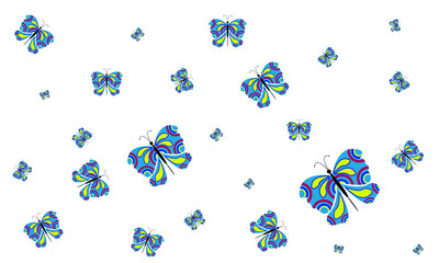 Fototapeta na wymiar background of blue butterflies