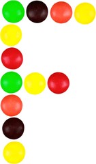 Letter F made out of candy