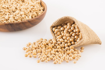 Crushed soybeans - Glycine max. Top view