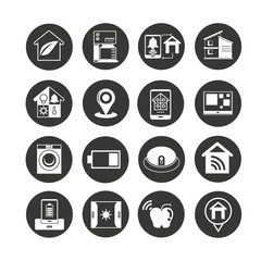 smart home appliance icon set in circle button
