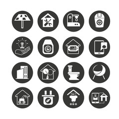 home automation concept icon set in circle buttons