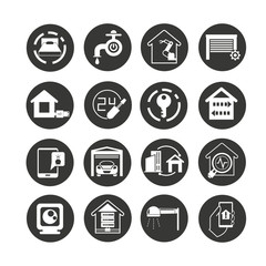 home automation concept icon set in circle buttons