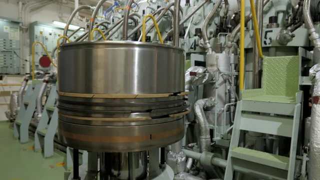 Piston near diesel engine of vessel