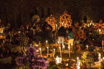 Cemetery in Janitzio Michoacan day of the dead night