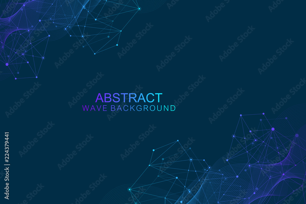 Aufkleber abstract futuristic background molecules technology with polygonal shapes on dark blue background. d