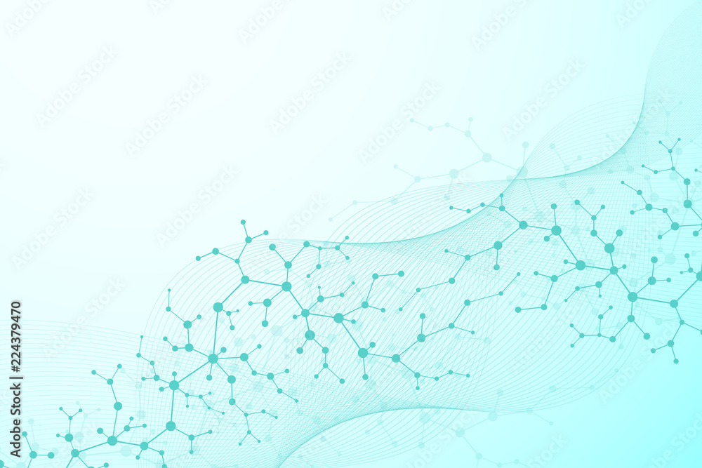 Aufkleber abstract futuristic background molecules technology with polygonal shapes on dark blue background. d