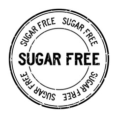 Grunge black sugar free word round rubber seal stamp on white background