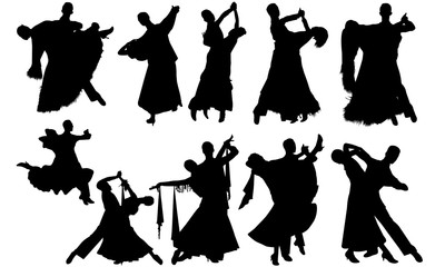 Waltz Ballroom Dance svg, dance cricut files,  black dancer silhouette Vector clipart, illustration, eps, overlay