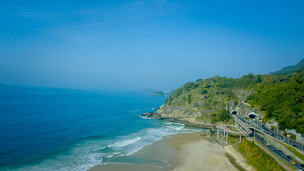 Aerial view of the beach in sunny day