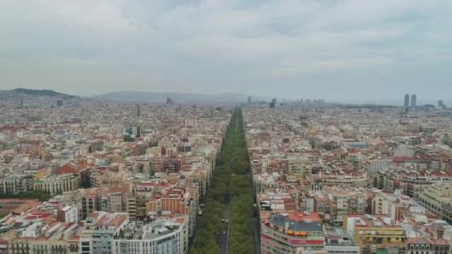 Barcelona city Catalonia Spain Drone historical cityscape europe architecture