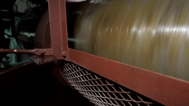 Propeller shaft and intermediate bearing of ship close up