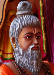 closeup view of Hindu saint or  sadhu idol,in a temple