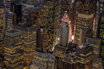 Night aerial view of New York City