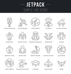 Set Vector Line Icons of Jetpack.