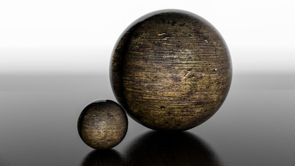 dark metal glossy spheres. 3D rendering