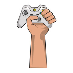 Hand holding modern gamepad © Jemastock