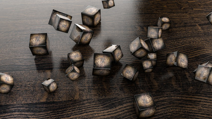 Dark metallic glossy lips on a white background. 3D rendering