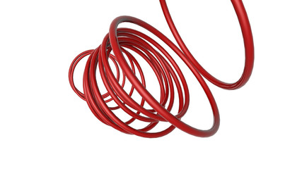 red glossy rings on a white background. 3D rendering