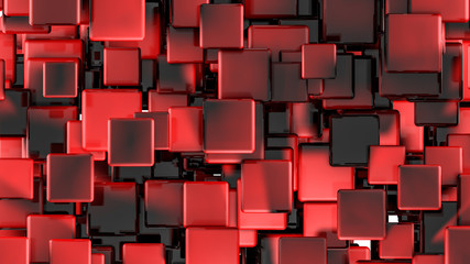 dark red glossy cubes on a white background. 3D rendering