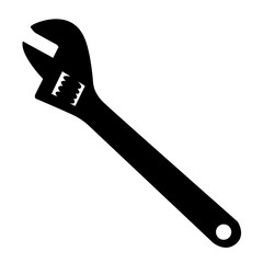 adjustable wrench silhouette isolated on white background vector illustration