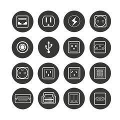 Printelectric outlet icon set in circle buttons