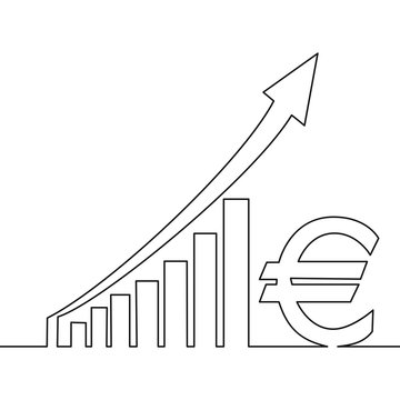 recommend clip art: Continuous line drawing Euro rise concept Profit