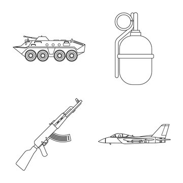 Isolated object of weapon and gun symbol. Set of weapon and army vector icon for stock.