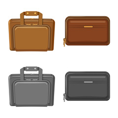 Vector design of suitcase and baggage symbol. Collection of suitcase and journey vector icon for stock.