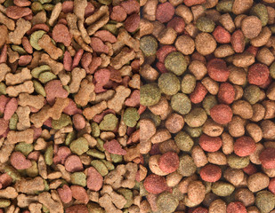 two varieties of dog food colors