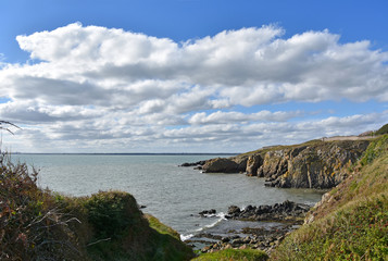 Obraz premium Howth Ireland stock images. Irish landscape with sea. Coast with clouds. Summer landscape photography