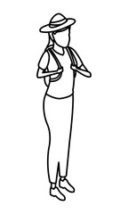 Woman with hat and backpack