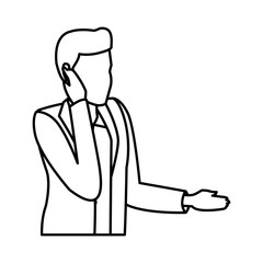 Man talking with smartphone avatar