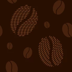 Fototapete Kaffee Kaffee nahtloses Muster mit Kaffeebohnen und Text