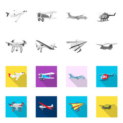 Vector design of plane and transport logo. Collection of plane and sky vector icon for stock.