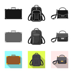 Vector design of suitcase and baggage symbol. Collection of suitcase and journey vector icon for stock.
