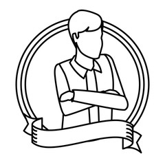 Man with crossed arms avatar round icon