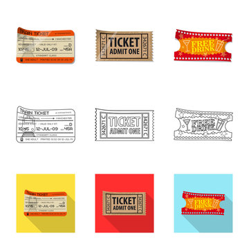 Vector illustration of ticket and admission logo. Collection of ticket and event stock symbol for web.