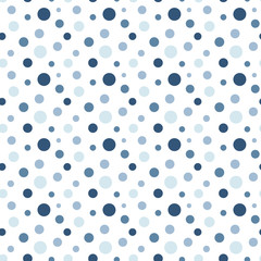 Polka dot seamless pattern in blue colors, vector