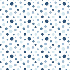 Polka dot seamless pattern in blue colors, vector