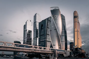 Deurstickers Moskou Wolkenkrabbers in stad 1