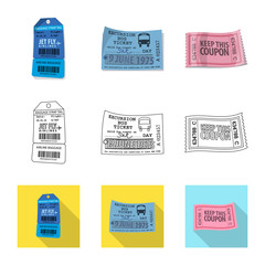 Vector illustration of ticket and admission icon. Collection of ticket and event vector icon for stock.