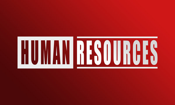 Human Resources - neat white text written on red background