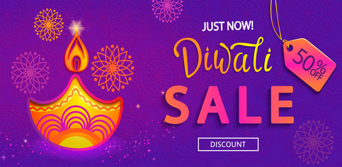 Sale Banner for Happy Diwali festival of lights.