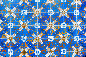 Traditional ornate portuguese decorative tiles azulejos
