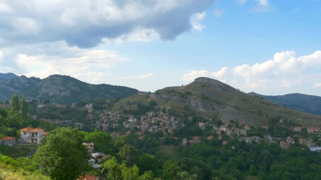 Panorama of a village in the mountains of Zagori. greek province. Greece