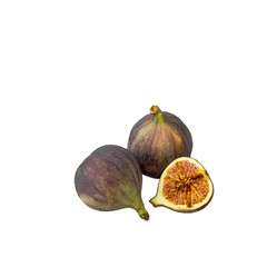  Fresh ripe juicy fruits figs on a white background.