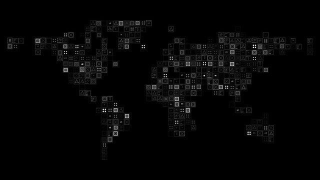 PNG Alpha.World map with HUD elements.Waving and flickering.Connecting world.Its alpha channel technological futuristic template.Good for any tech projects and presentations. Type 2