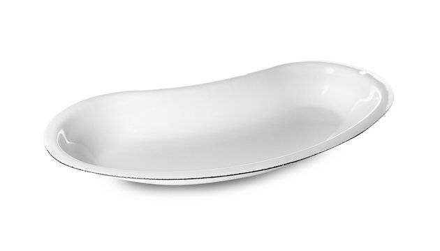 Empty kidney dish on white background. Medical object